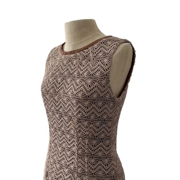 Anne Klein Tan Crocheted Sheath Career Dress Size 4 - Picture 5 of 5
